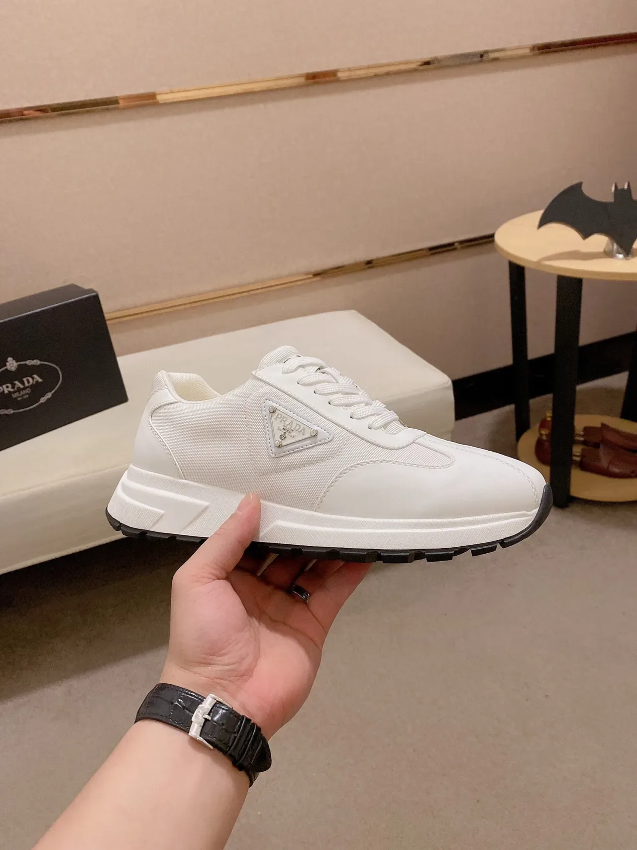 Prada Cloudbust White Black Leather And Textile Upper Tonal Laces Lifestyle Sneakers 4