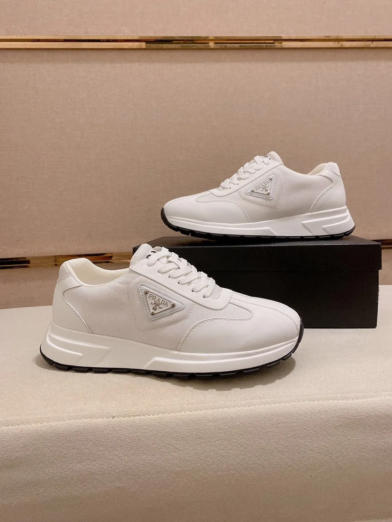 Prada Cloudbust White Black Leather And Textile Upper Tonal Laces Lifestyle Sneakers 5