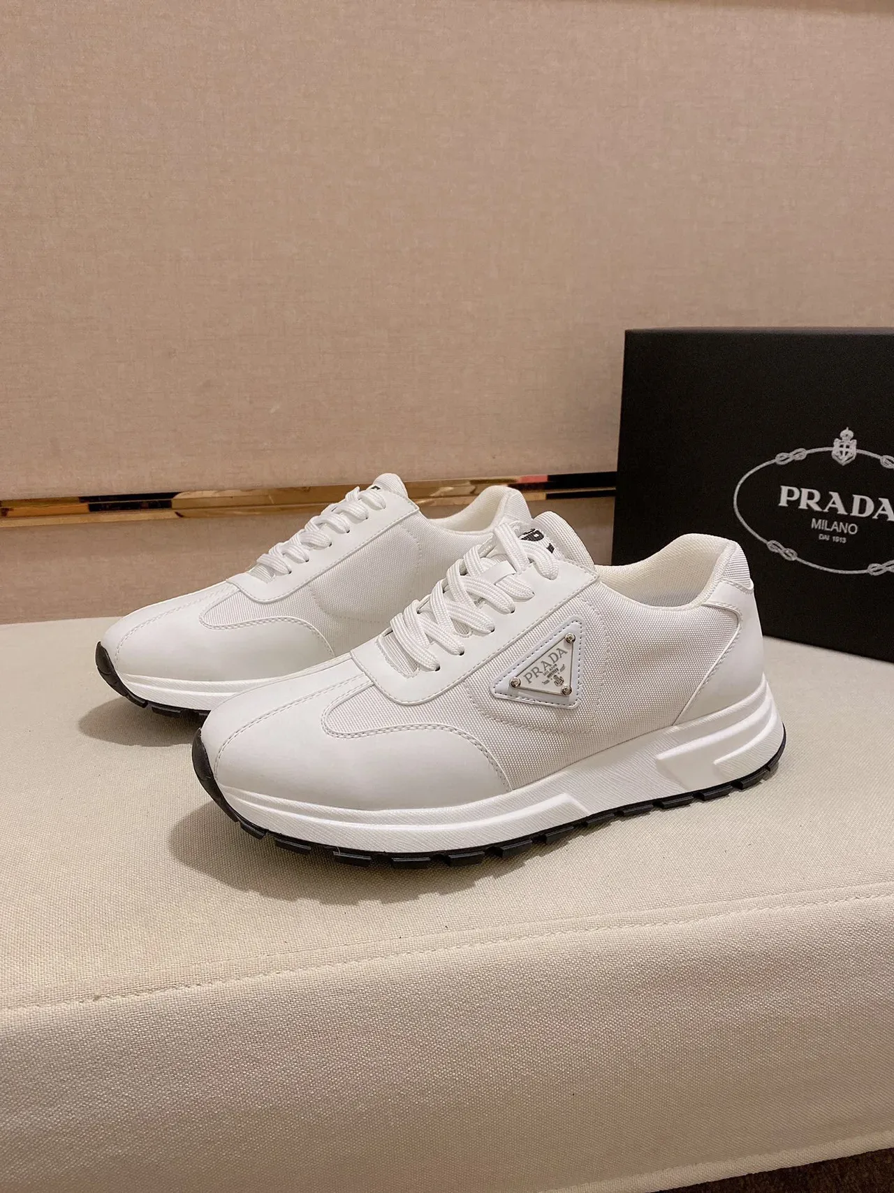 Prada Cloudbust White Black Leather And Textile Upper Tonal Laces Lifestyle Sneakers 6