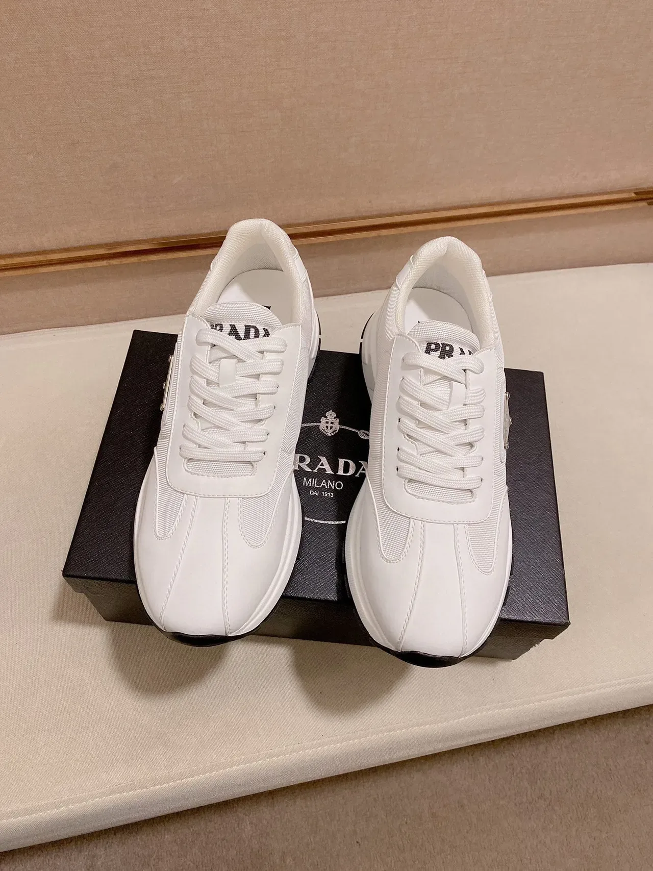 Prada Cloudbust White Black Leather And Textile Upper Tonal Laces Lifestyle Sneakers 7