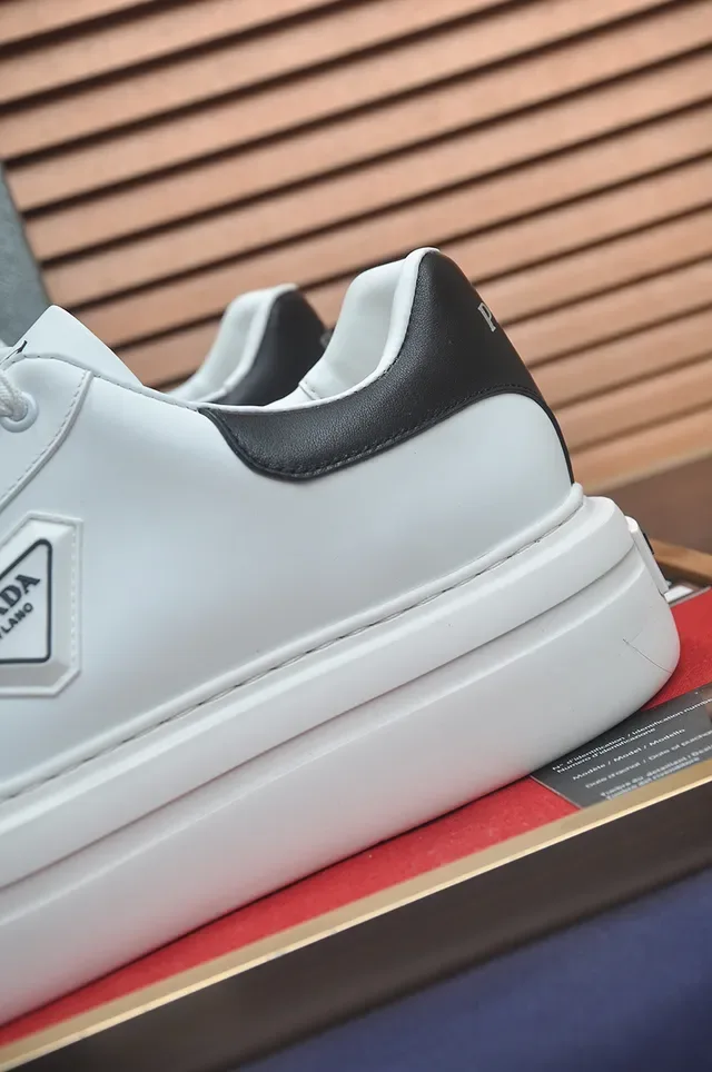 Prada Cloudbust White Black Leather Platform Sole Lifestyle Sneakers 2