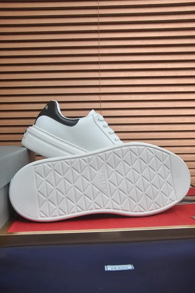 Prada Cloudbust White Black Leather Platform Sole Lifestyle Sneakers 3