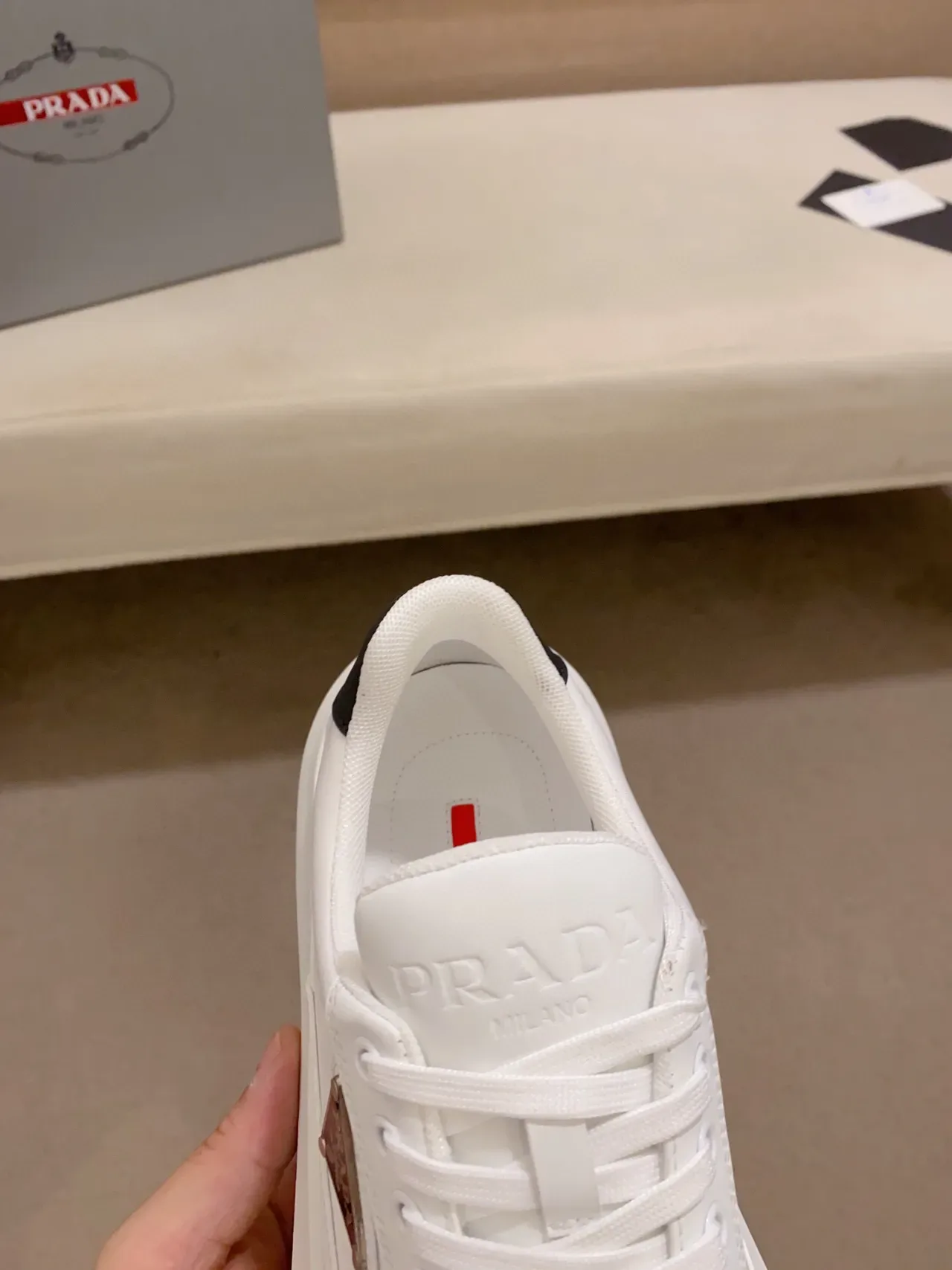 Prada Cloudbust White Black Platform Sole Triangular Logo Plaque Lifestyle Sneakers 7