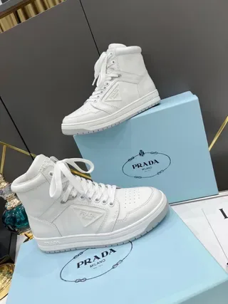 Prada Cloudbust White Leather High-Top Lifestyle Sneakers 3