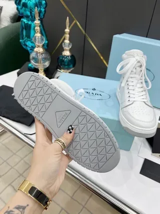 Prada Cloudbust White Leather High-Top Lifestyle Sneakers 4