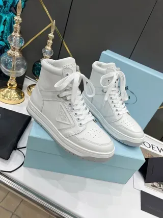 Prada Cloudbust White Leather High-Top Lifestyle Sneakers 6