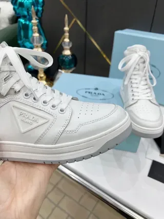 Prada Cloudbust White Leather High-Top Lifestyle Sneakers 9