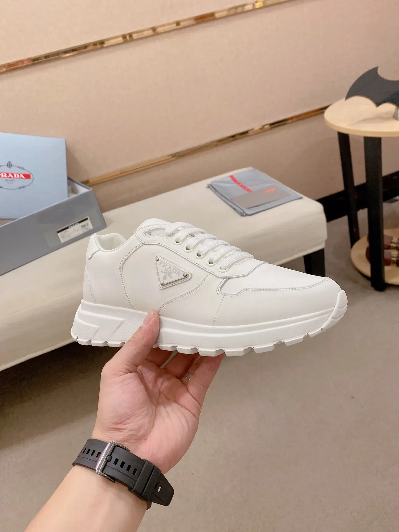 Prada Cloudbust White Leather Lifestyle Sneakers 4