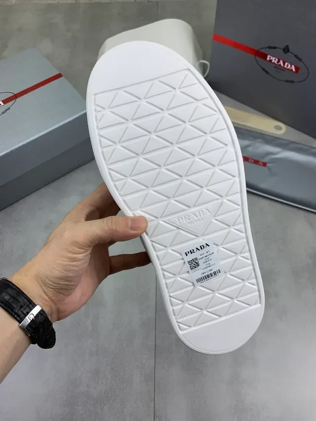 Prada Cloudbust White Mesh and Leather Lifestyle Sneakers 2
