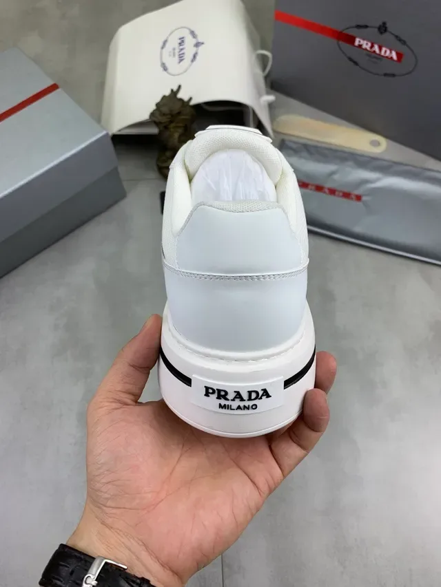 Prada Cloudbust White Mesh and Leather Lifestyle Sneakers 3