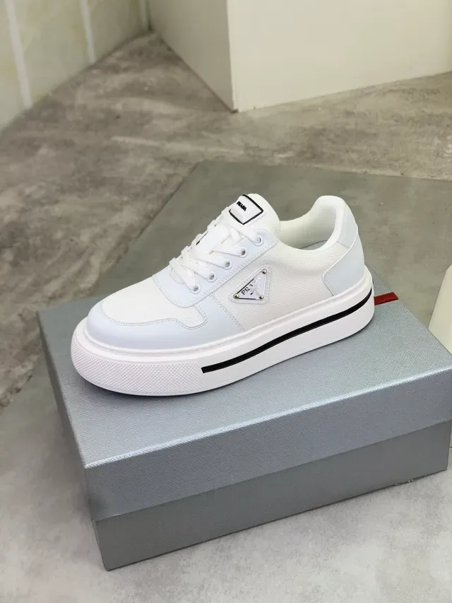 Prada Cloudbust White Mesh and Leather Lifestyle Sneakers 4