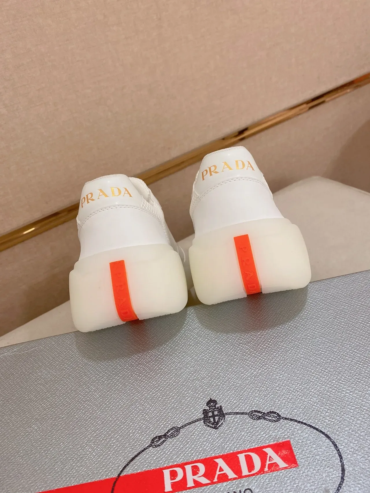 Prada Cloudbust White Mesh and Leather Lifestyle Sneakers 3