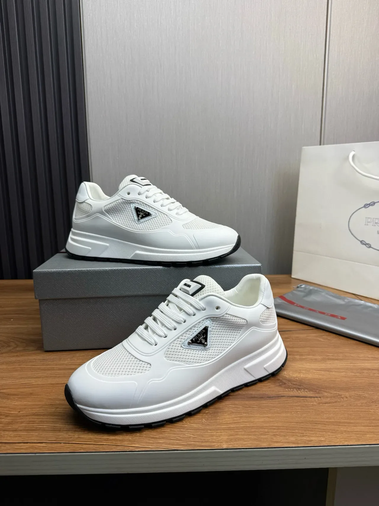 Prada Cloudbust White Mesh and Synthetic Lifestyle Sneakers 3