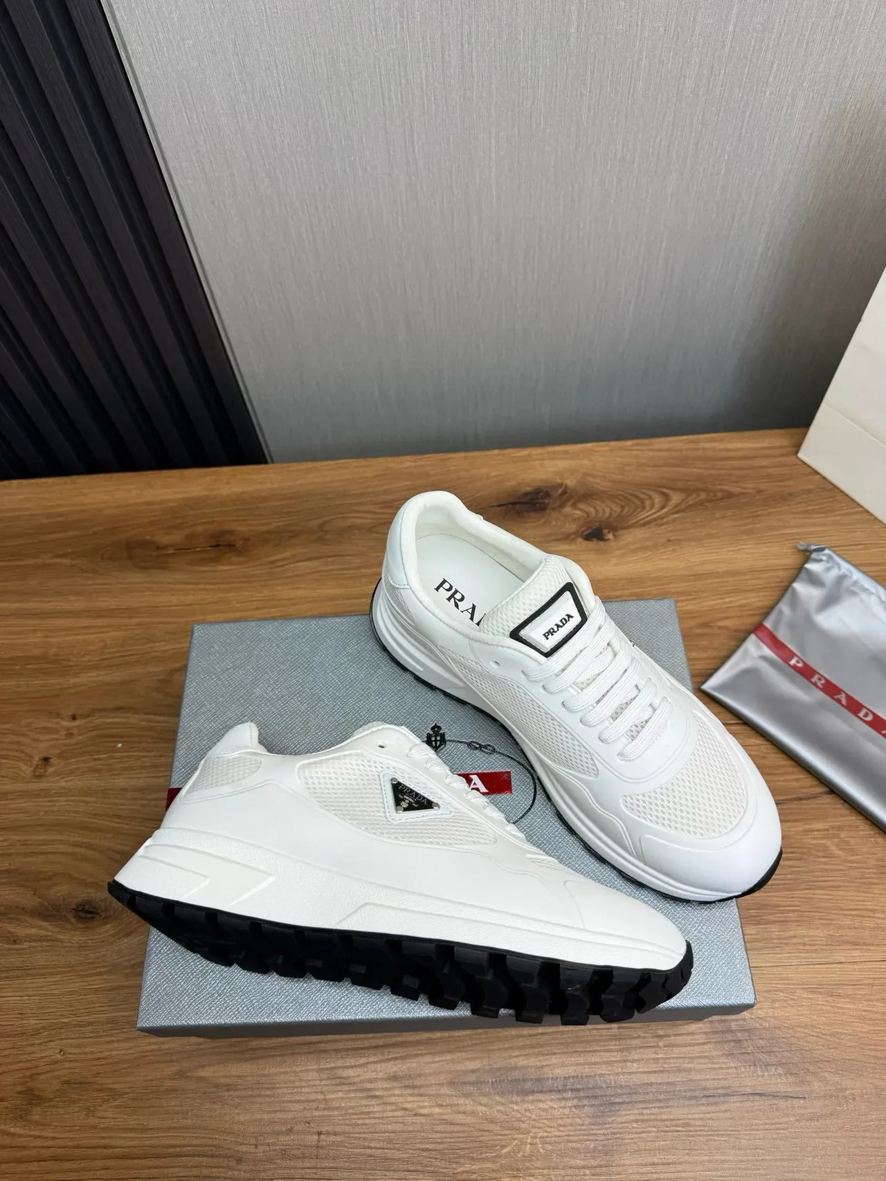 Prada Cloudbust White Mesh and Synthetic Lifestyle Sneakers 5