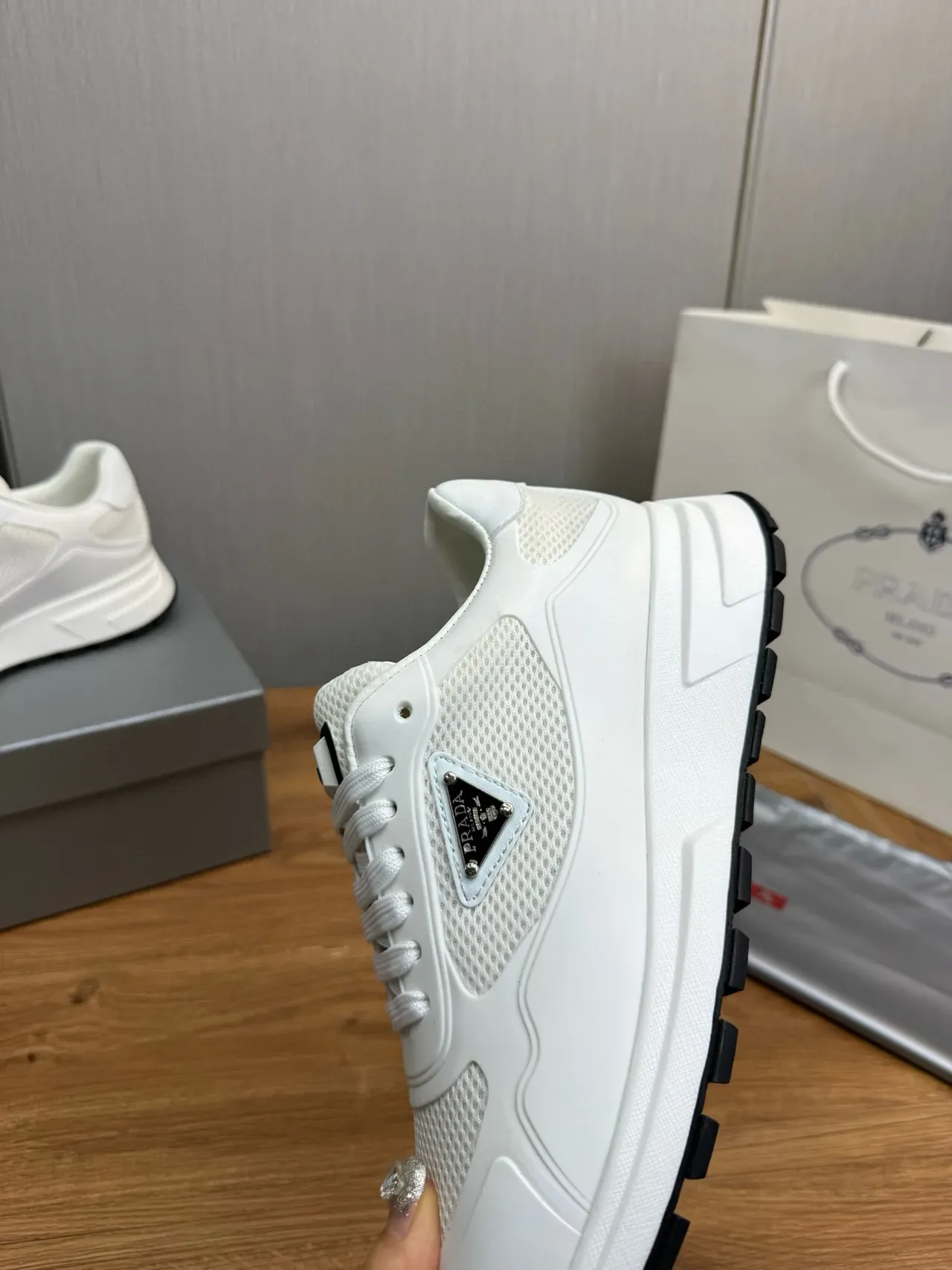 Prada Cloudbust White Mesh and Synthetic Lifestyle Sneakers 8