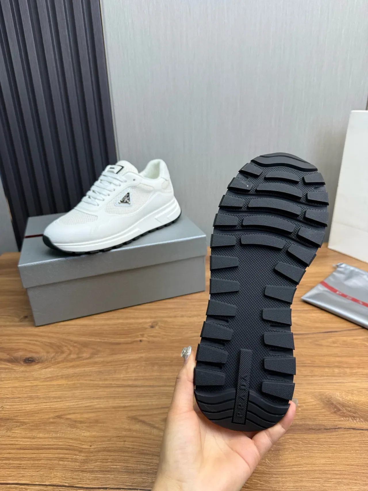 Prada Cloudbust White Mesh and Synthetic Lifestyle Sneakers 9