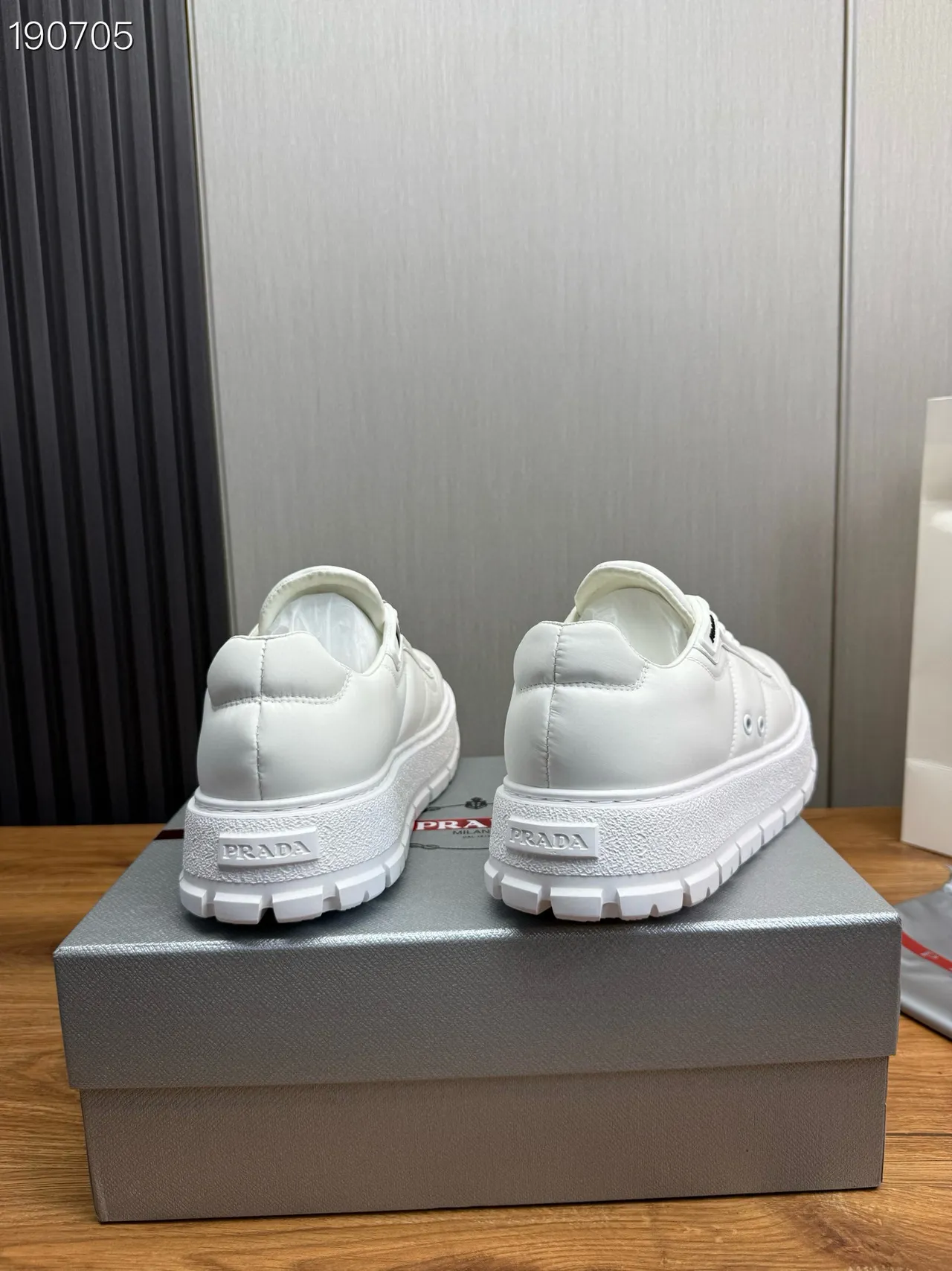 Prada Cloudbust White Platform Sole Panelled Leather Upper Chunky Sneakers 2