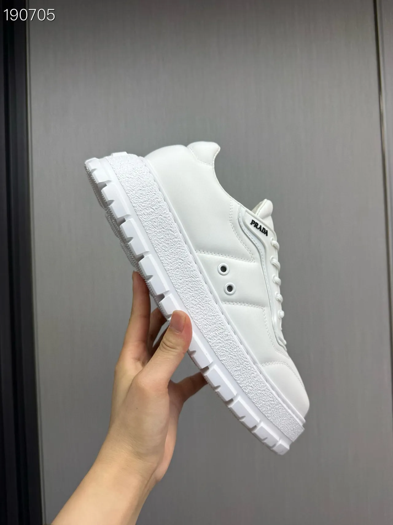 Prada Cloudbust White Platform Sole Panelled Leather Upper Chunky Sneakers 5