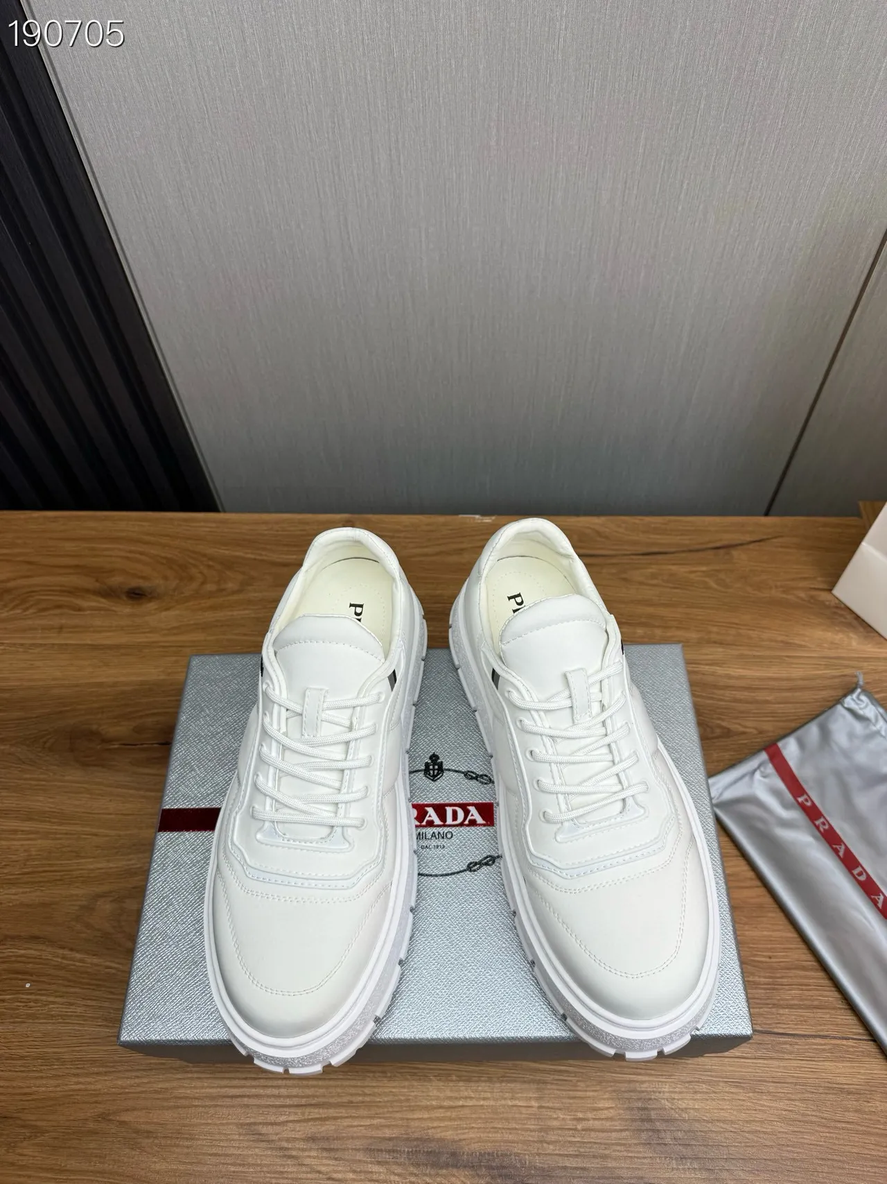Prada Cloudbust White Platform Sole Panelled Leather Upper Chunky Sneakers 6