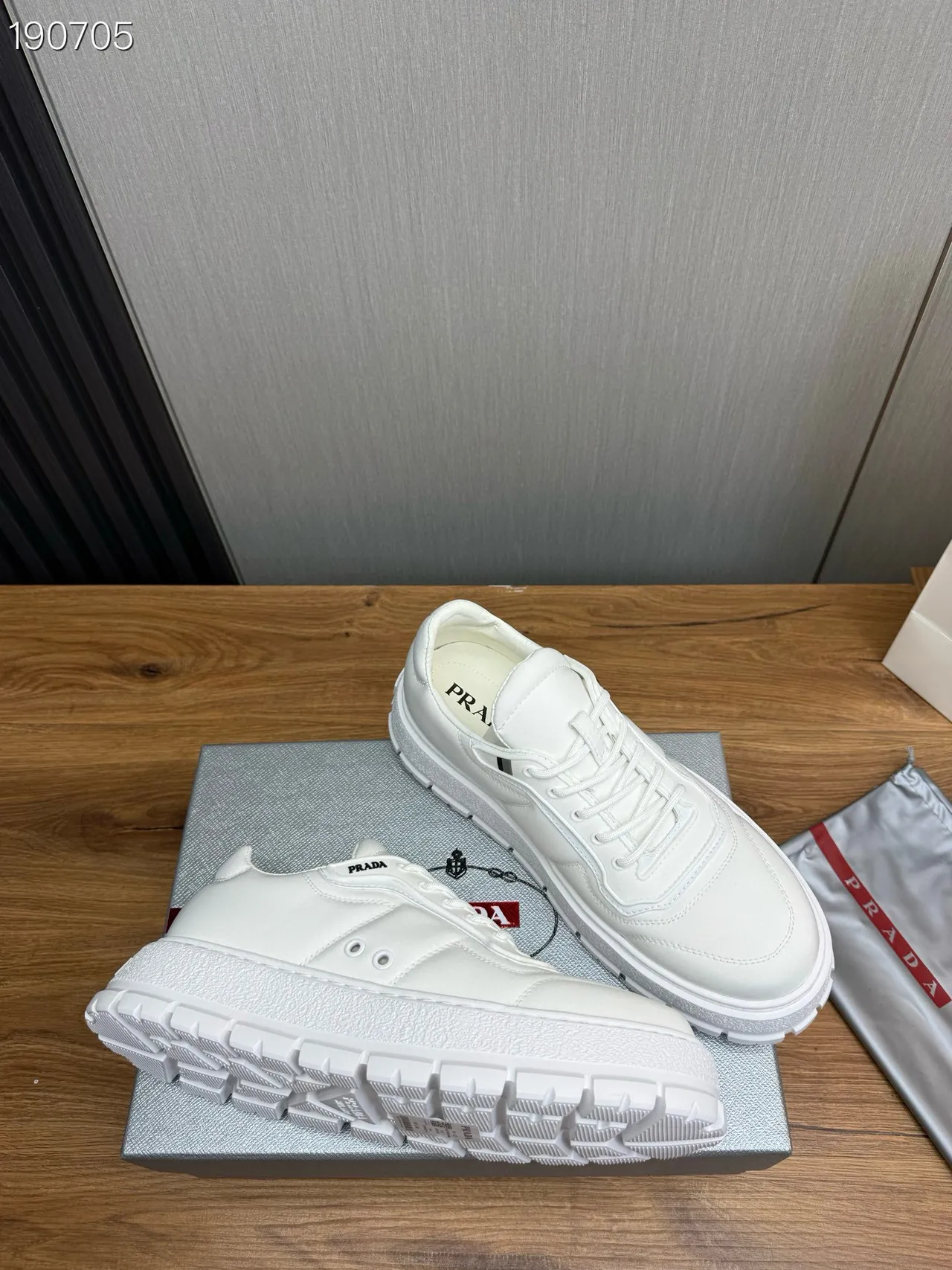 Prada Cloudbust White Platform Sole Panelled Leather Upper Chunky Sneakers 7