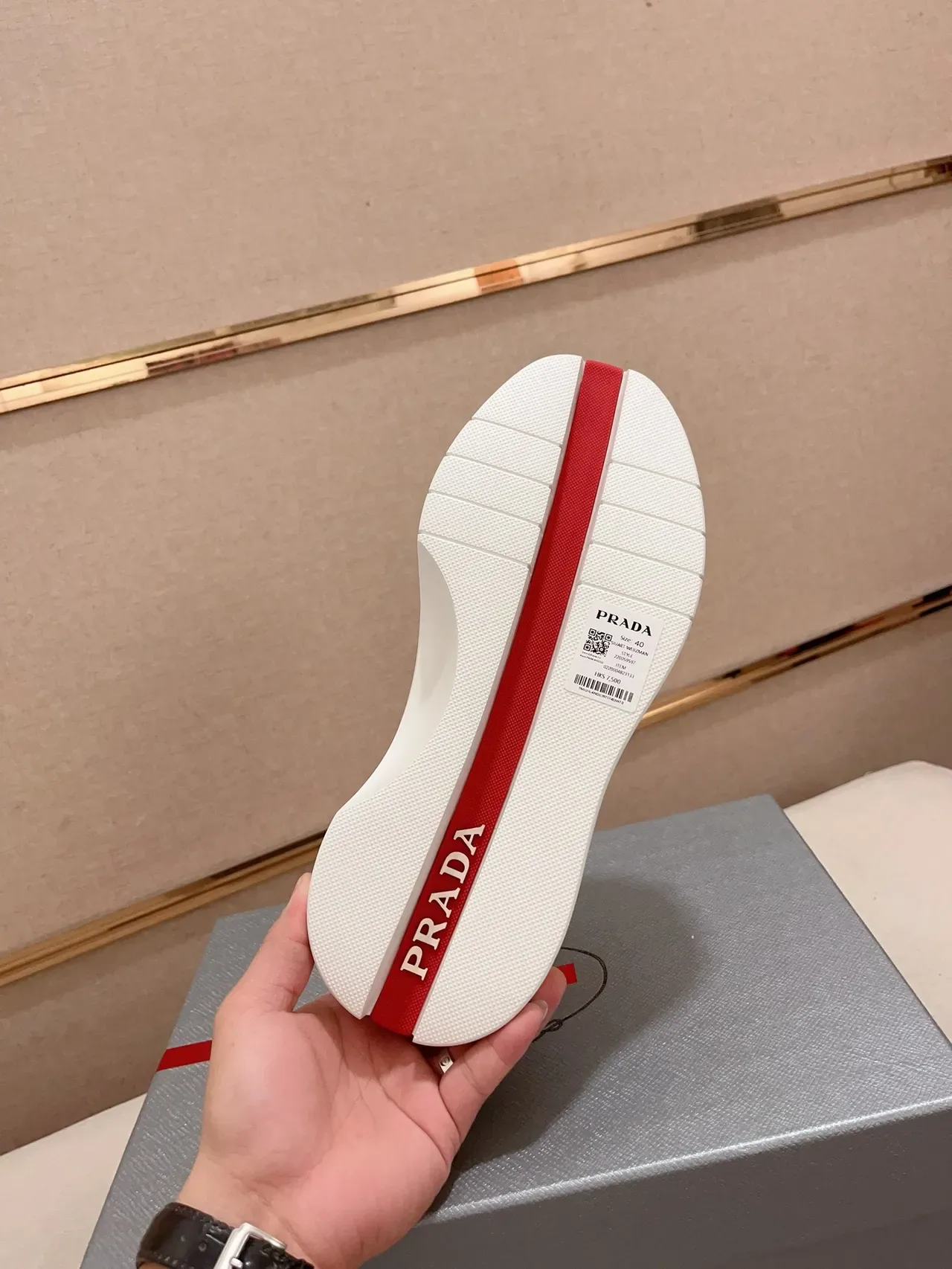 Prada Cloudbust White Red Platform Sole Triangle Logo Plaque Lifestyle Sneakers 2