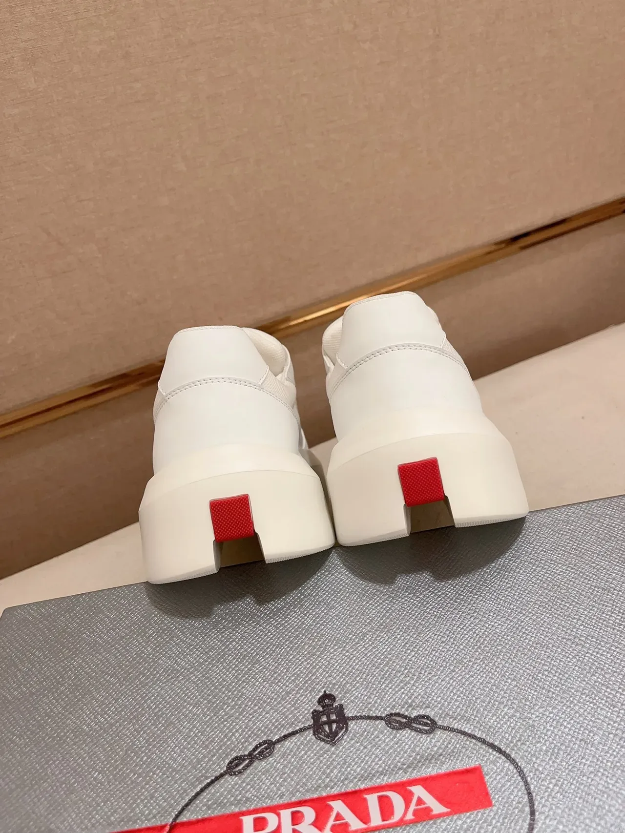 Prada Cloudbust White Red Platform Sole Triangle Logo Plaque Lifestyle Sneakers 3