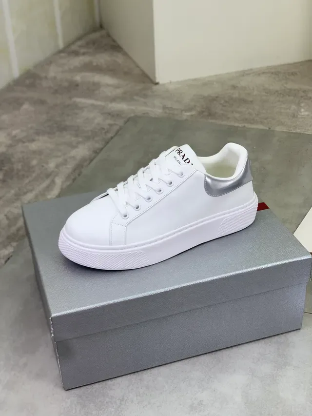 Prada Cloudbust White Silver Low-Top Platform Sole Lifestyle Sneakers 4