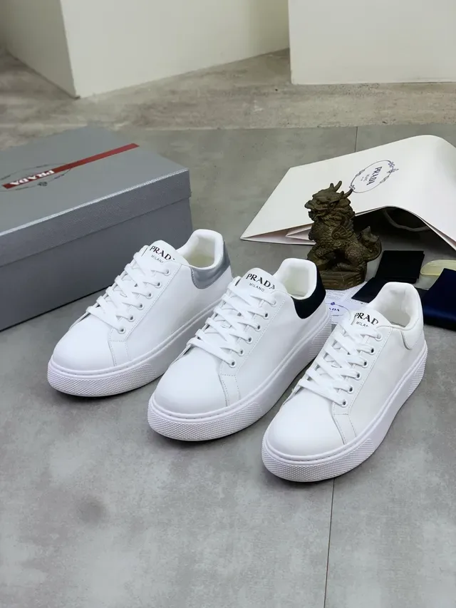 Prada Cloudbust White Silver Low-Top Platform Sole Lifestyle Sneakers 6