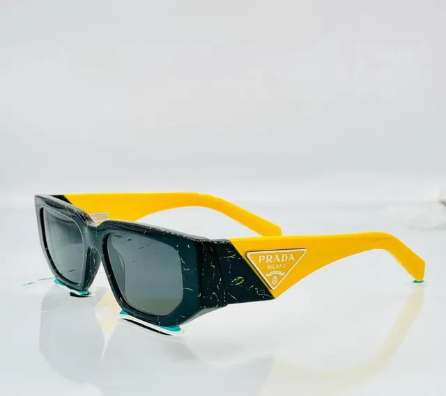 Prada Linea Rossa Black Brown Narrow Rectangular Upswept Corners Sunglasses 6