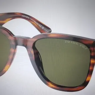 Prada PRZ Brown Green Oversized Square Acetate Frame Tortoiseshell Pattern Sunglasses