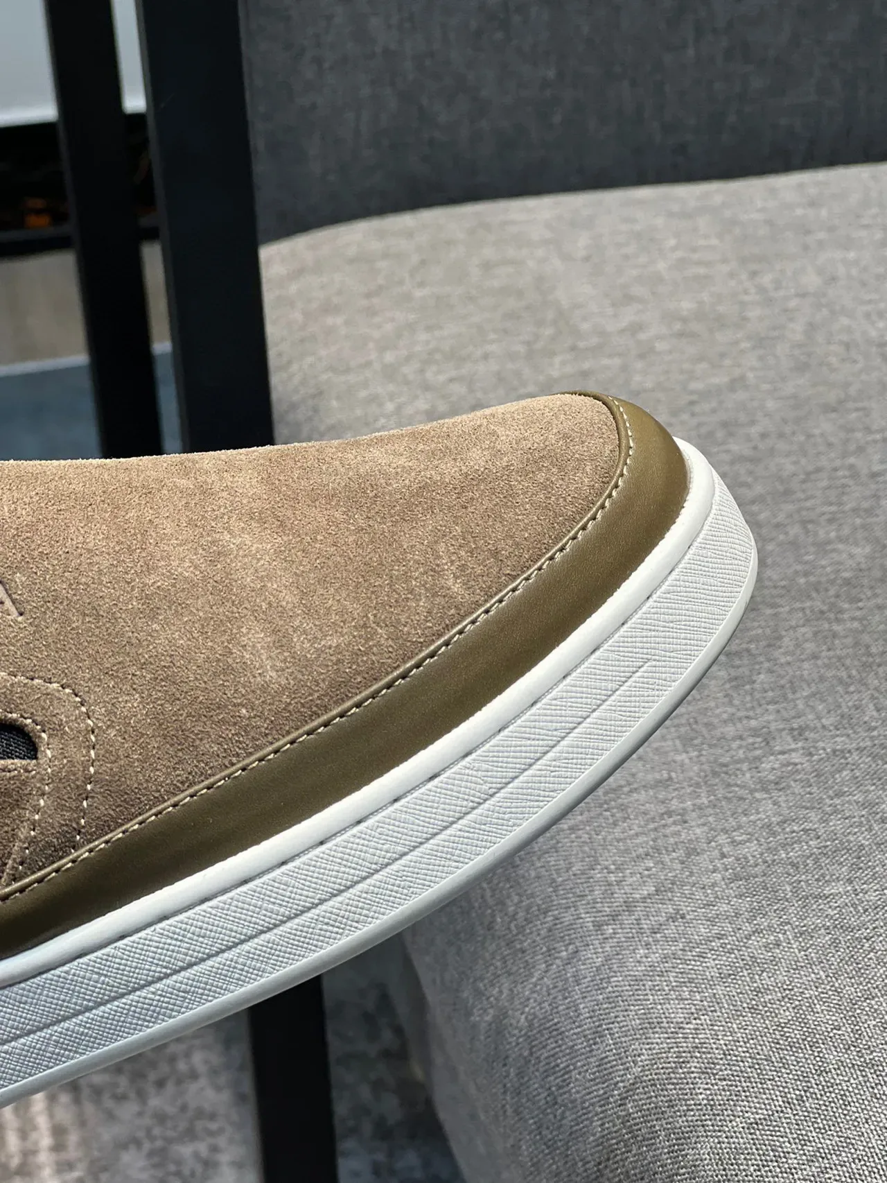 Prada Slip-On Suede Olive Brown Casual Shoe 2