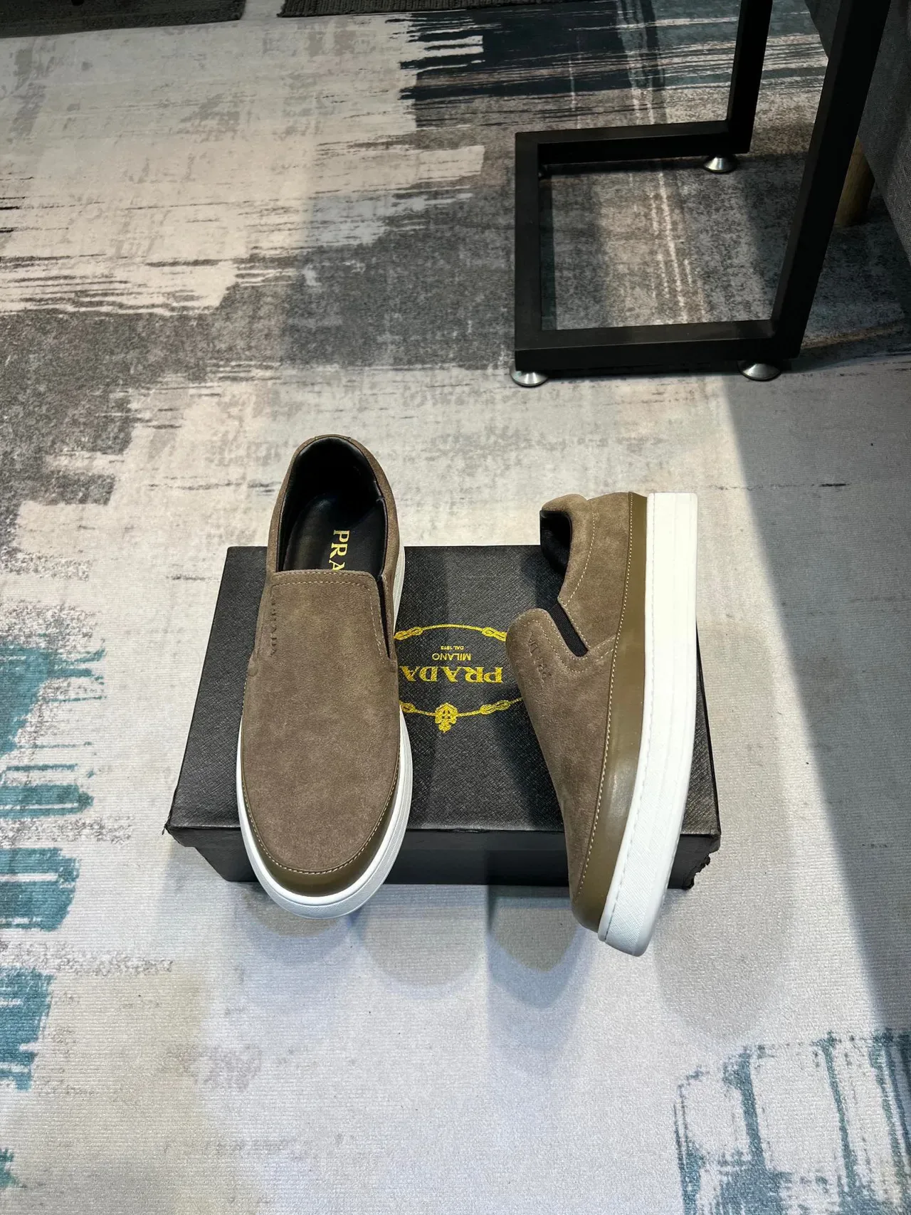 Prada Slip-On Suede Olive Brown Casual Shoe 4