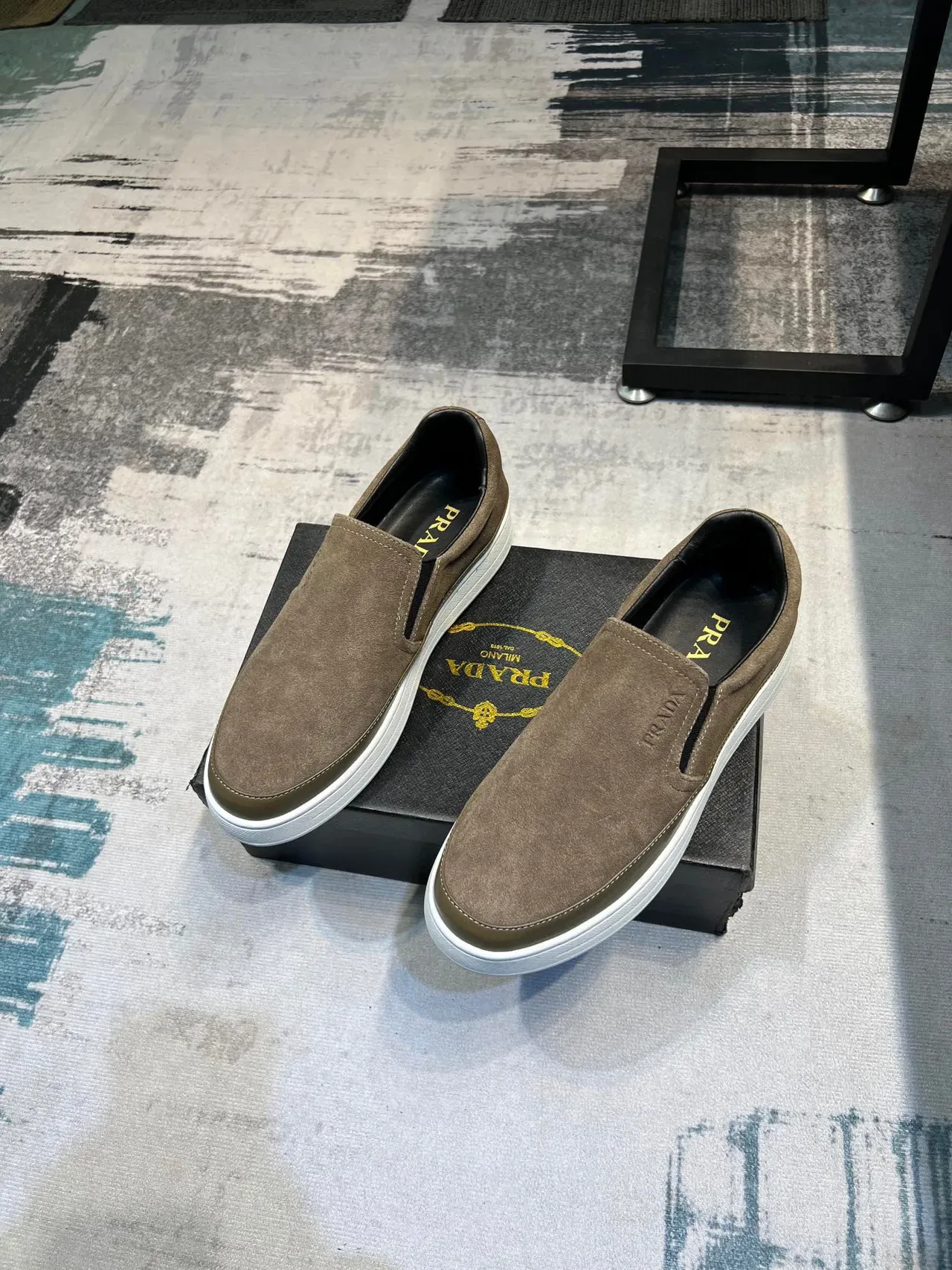 Prada Slip-On Suede Olive Brown Casual Shoe 5