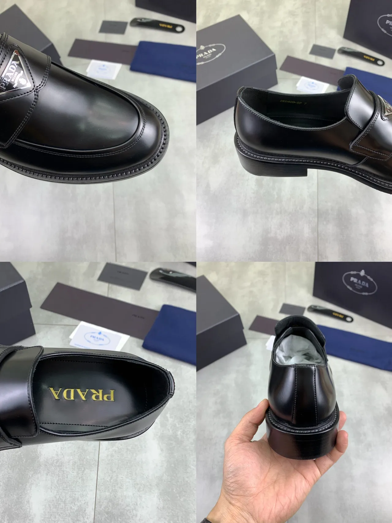 Prada Triangle Logo Loafer Black Leather Loafers 2
