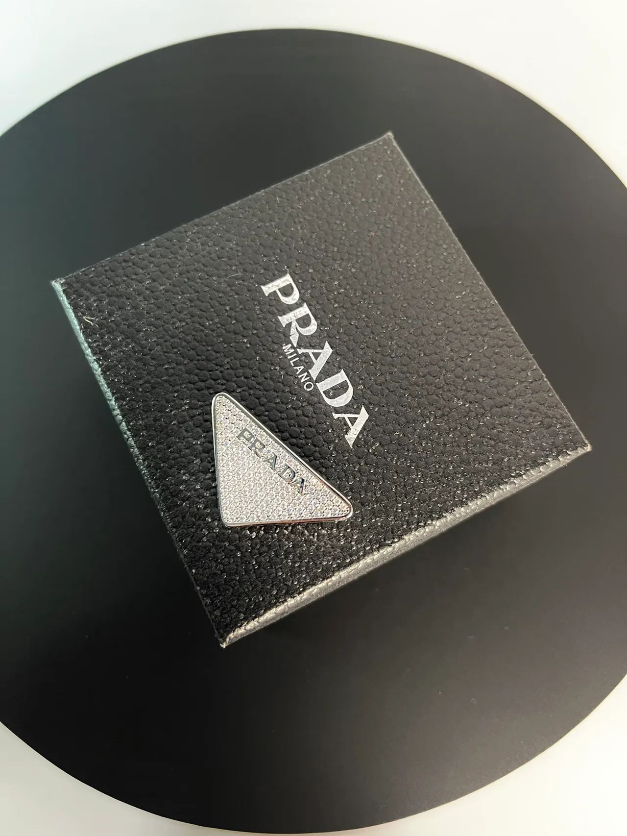 Prada Triangular Polished Silver-Tone Safety-Pin Brooch 2