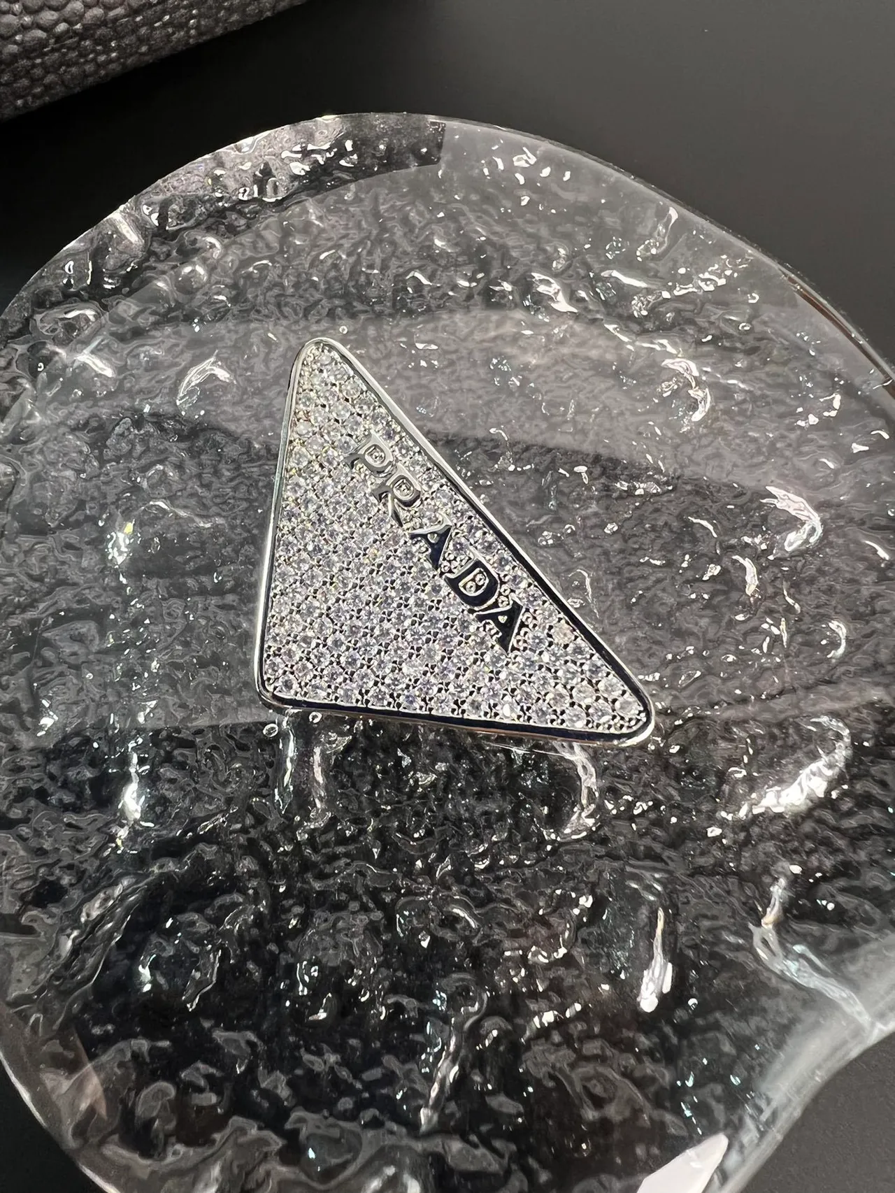 Prada Triangular Polished Silver-Tone Safety-Pin Brooch 4