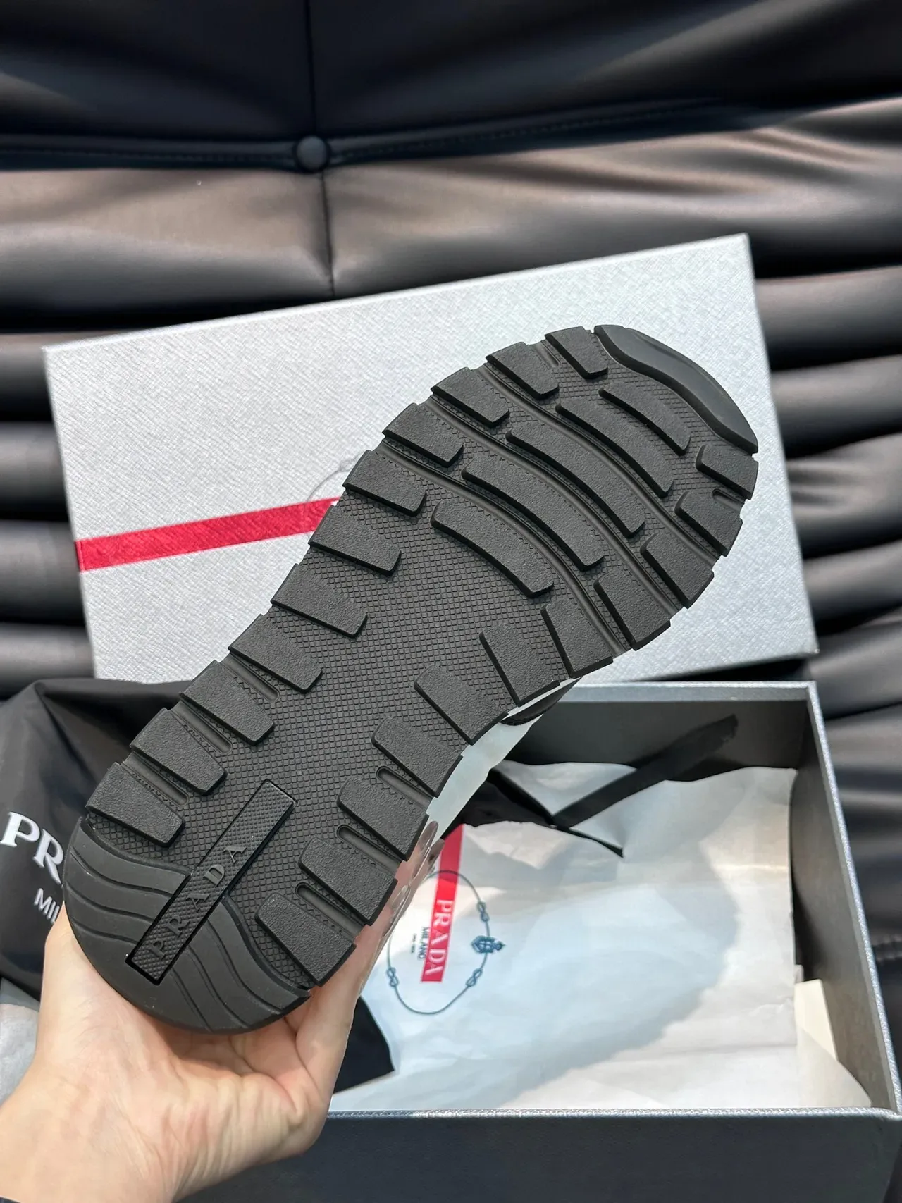 Prada White and Black Graphic Stripe Lifestyle Sneakers 2