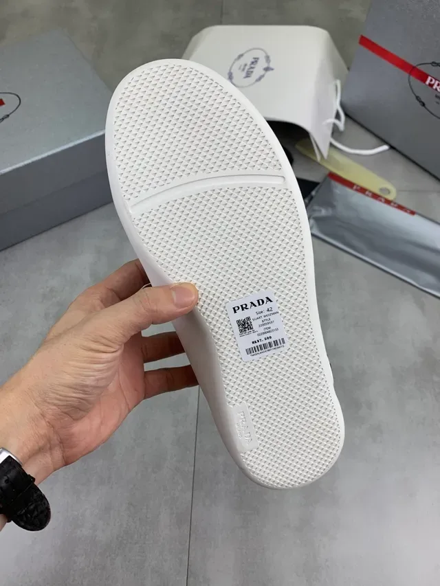 Prada White Beige Slip-On Elastic Strap Lifestyle Sneakers 2