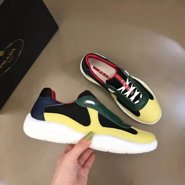 Prada Yellow Multicolor Multi-Panel Colorblock Laceless Slip-On Lifestyle Sneakers 1