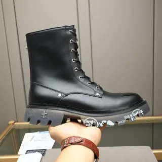 Premiata Black Platform Sole Lace-Up Combat Style Martin Boots