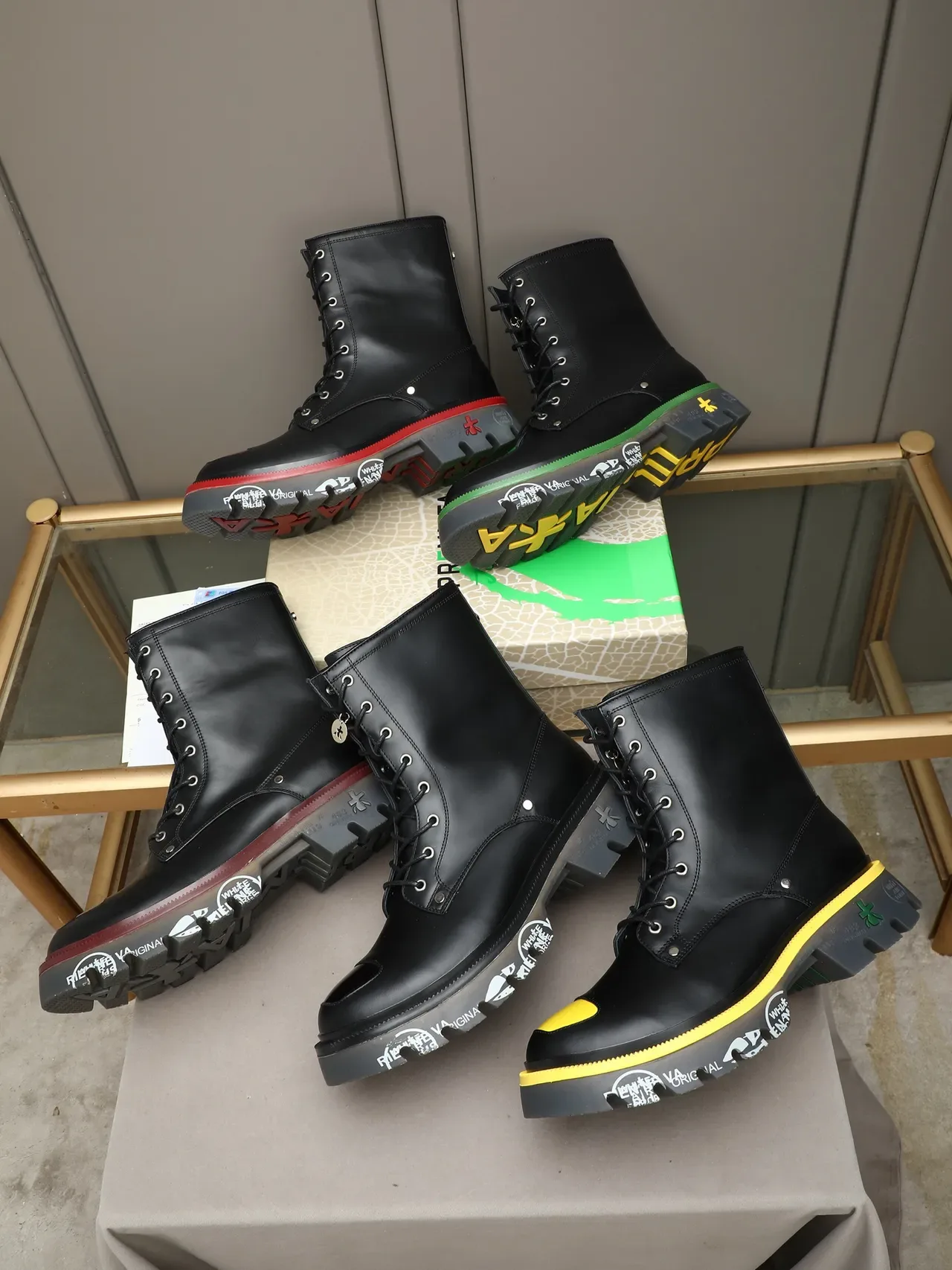 Premiata Black Platform Sole Lace-Up Combat Style Martin Boots 2