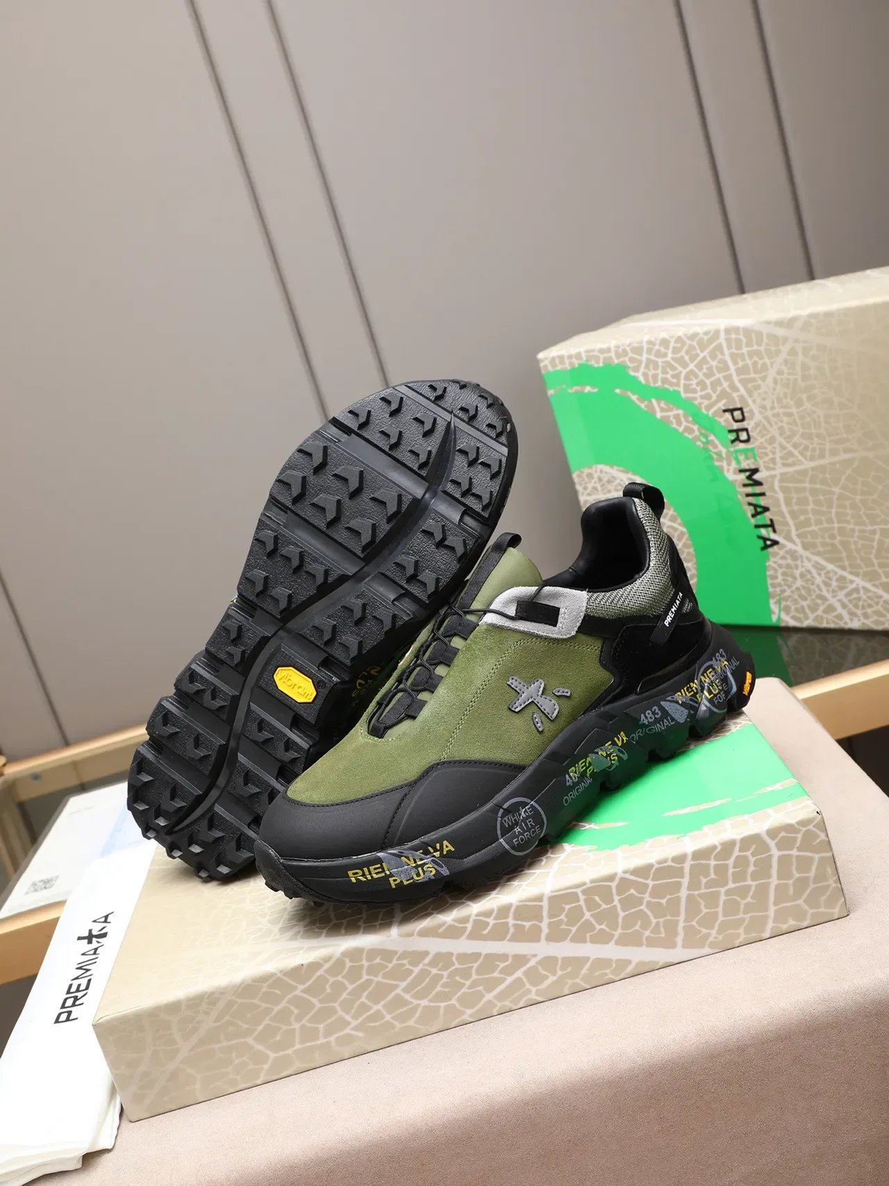 Premiata Rien Ne Va Plus Olive Green Chunky Lifestyle Sneaker 4