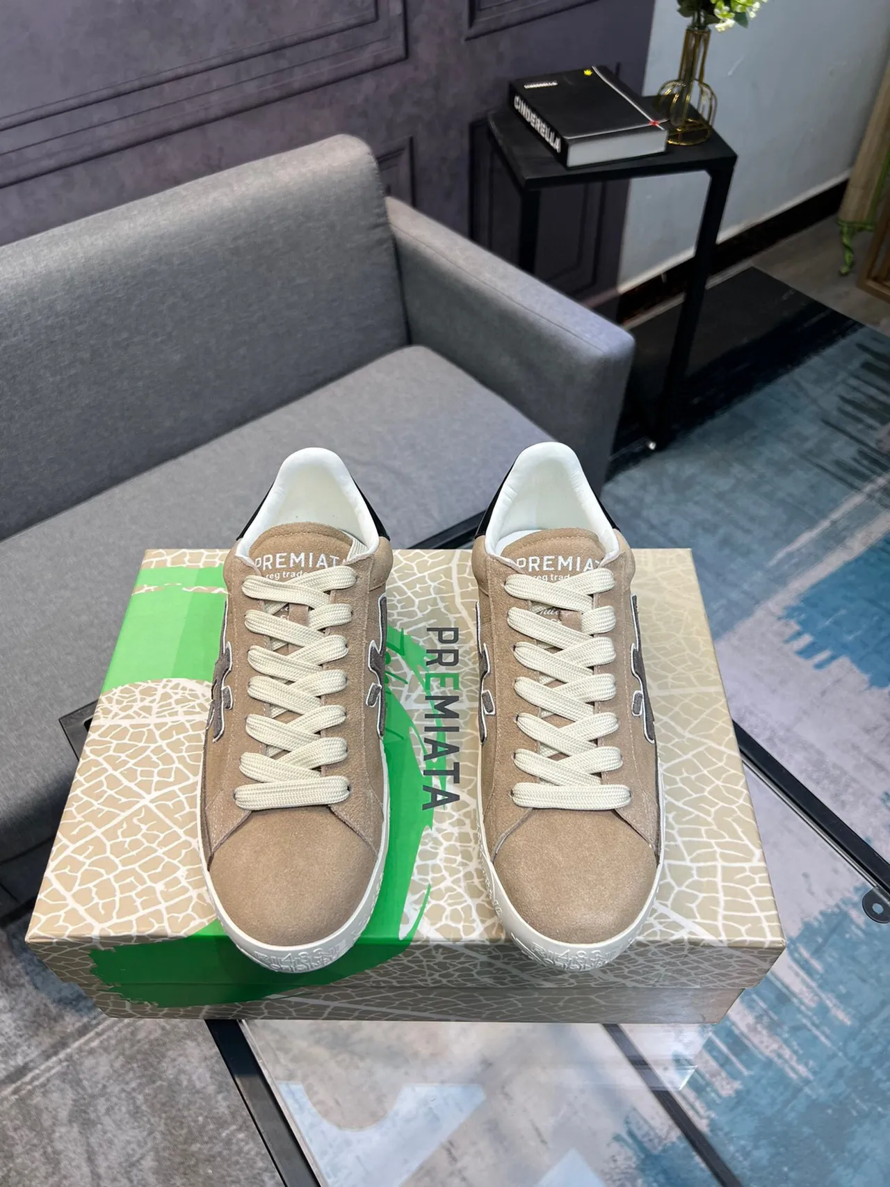 Premiata X Logo Taupe Suede Lifestyle Sneakers 2