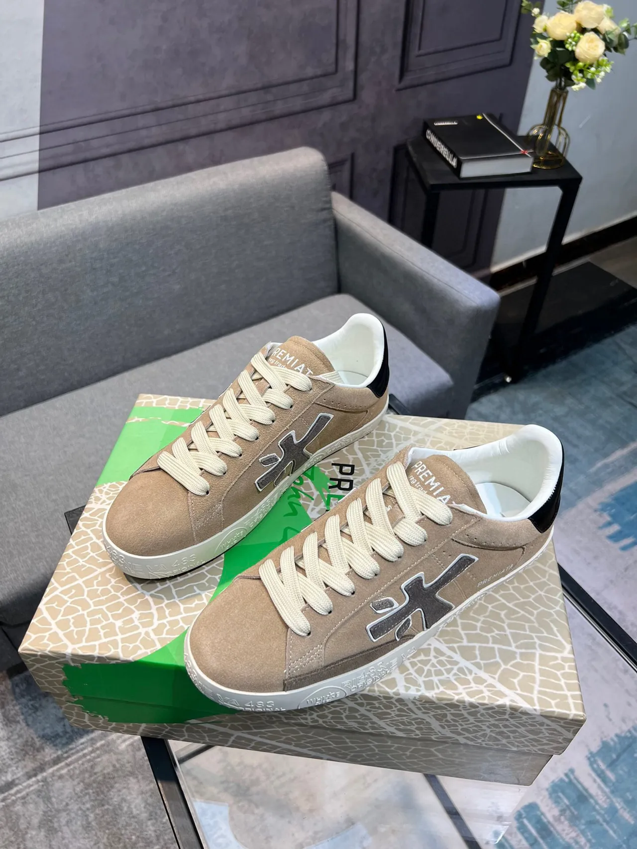 Premiata X Logo Taupe Suede Lifestyle Sneakers 3