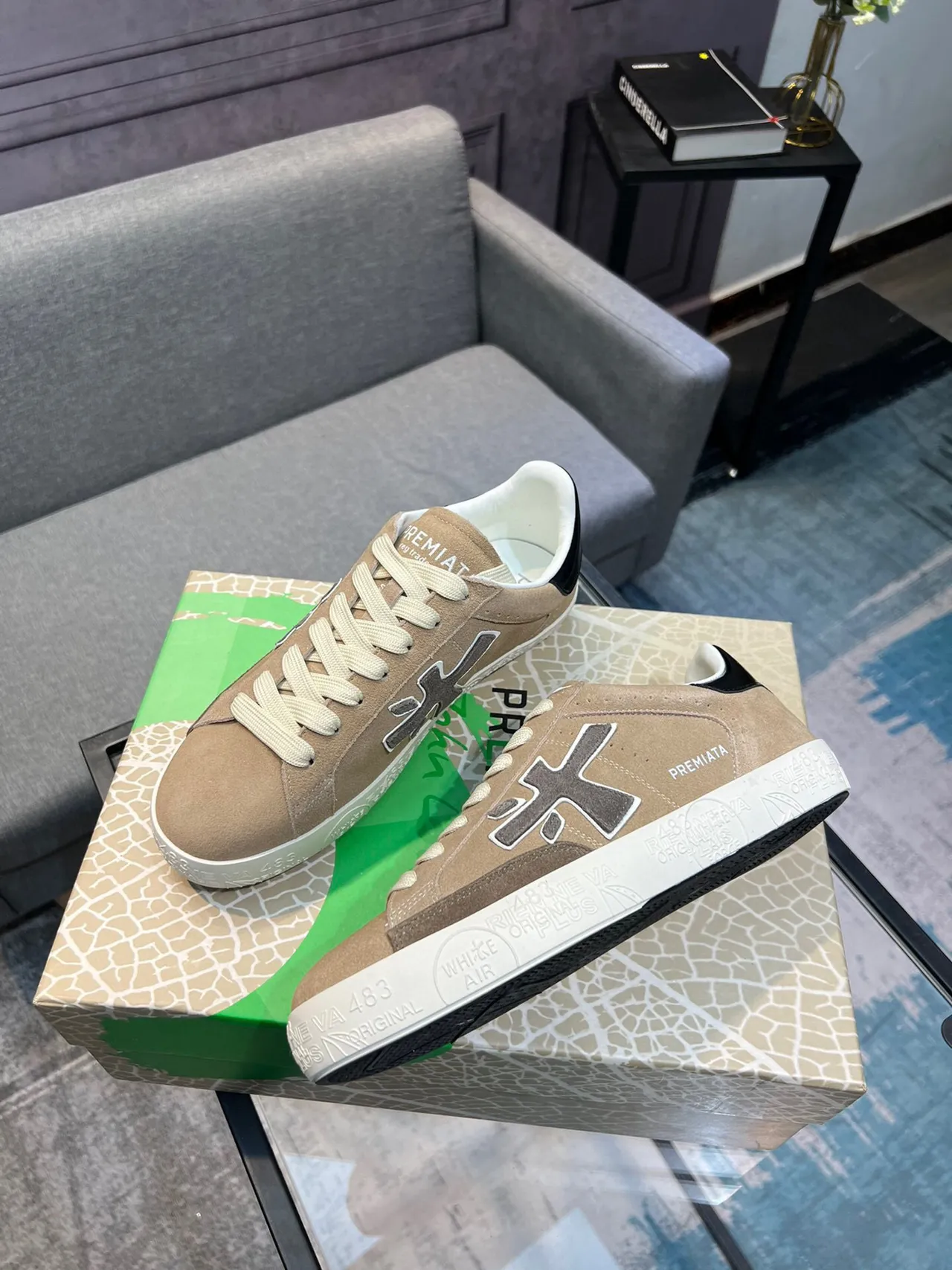 Premiata X Logo Taupe Suede Lifestyle Sneakers 4