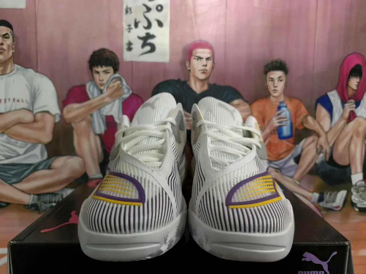 Puma All-Pro Nitro Blanc Violet Rayé Haut en maille Latéral ALLPRO Marque Sneakers 2