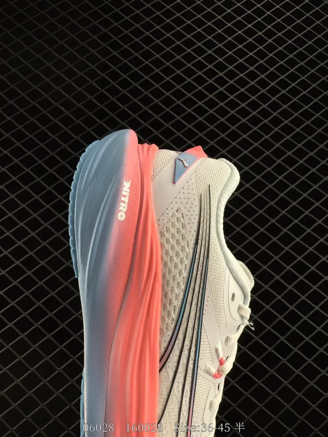 Puma Deviate NITRO 3 White Pink Blue Running Shoes 5