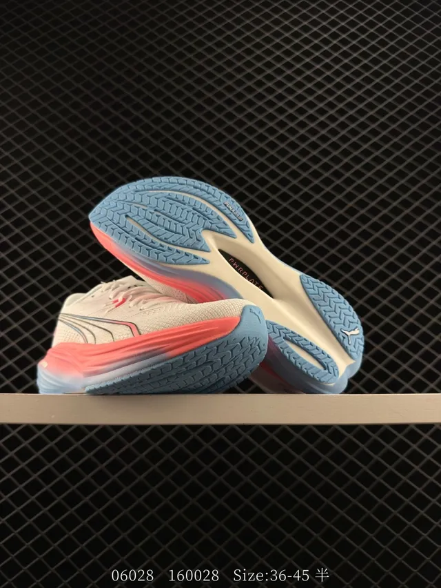 Puma Deviate NITRO 3 White Pink Blue Running Shoes 6