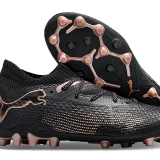 Puma Future Z Black Gold Knit Upper Integrated Lacing System Firm-Ground Soccer Shoes