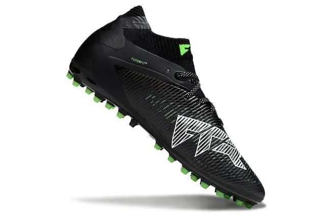 Puma Future Z Black Green Ribbed Synthetic Upper Knit Ankle Collar Firm-Ground Soccer Shoes 2